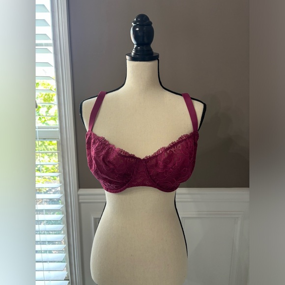 NWOT Delimira Balconette Bra Eggplant Lace Not Padded W/ Underwire Size 38F W685 - Picture 2 of 10